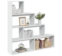 Bookcase 4-Tier Stairroom Divider White Engineered Wood 143.5x29x143.5 cm Shelf