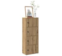 Bookcase 40x24x102 cm Artisan Oak Engineered Wood 3-Shelf Cabinet Slim with Door