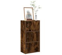 Bookcase 40x24x77 cm Smoked Oak Engineered Wood 3-Shelf Cabinet with Door Slim.