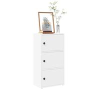 Bookcase 40x24x77 cm White Engineered Wood 3-Shelf Cabinet with Door Adjustable