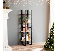 Bookcase 40x30x140 cm Natural Engineered Wood & Metal 4-Tier Storage Shelf Unit