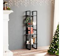 Bookcase 40x30x140cm Grey Engineered Wood Metal Frame 4-Tier Storage Shelf Slim