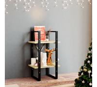 Bookcase 40x30x70 cm Smoked Oak Engineered Wood & Black Metal 2-Tier Shelf Slim