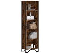 Bookcase 5-Shelf Smoked Oak Engineered Wood Metal Feet Slim Tall 50x31x169 cm.
