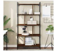Bookcase 5-Tier Brown Oak Engineered Wood 76x32x158cm Freestanding Shelf Storage