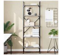 Bookcase 5-Tier Grey Sonoma 56x31.5x174 cm Engineered Wood with Metal Legs Plus