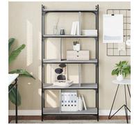 Bookcase 5-Tier Grey Sonoma 76x32x158 cm Engineered Wood Modern Shelving Unit XL