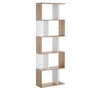 HOMCOM 5-tier Bookcase Storage Display Shelving S Shape design Unit Divider White Aosom UK