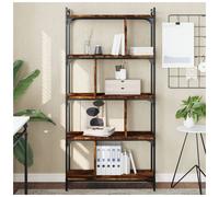 Bookcase 5-Tier Smoked Oak Engineered Wood 76x32x158cm Modern Display Versatile