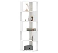 Bookcase 5-Tier White Engineered Wood 50x50x179cm Slim Modern Storage for Office