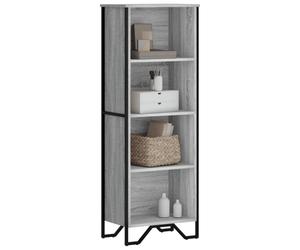 Bookcase 50x31x137.5cm Grey Sonoma Engineered Wood 4-Compartment Metal Feet Slim