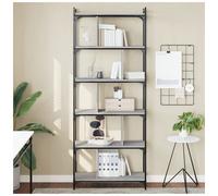 Bookcase 6-Tier Grey Sonoma Engineered Wood 76x32x192cm Modern Sturdy Industrial