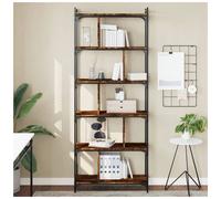 (smoked oak, 76 x 32 x 192 cm) vidaXL Bookcase Office 6-Tier Book Shelf Rack Storage Cabinet Engineered Wood