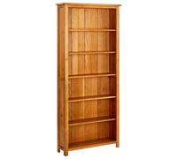 Bookcase 6-Tier Solid Oak Wood Natural Finish 80x22.5x180 cm Rustic Open Shelves