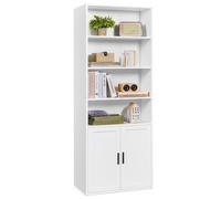 Bookcase 6 Tier Tall Bookshelf Book Shelf with Doors Shelving Unit 24 x 60 x 175