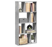 Bookcase 60x20x120.5cm Concrete Grey Engineered Wood 8 Compartments Modern Shelf