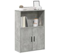 Bookcase 60x24x85cm Concrete Grey Engineered Wood 1x Shelf 2 Door Compartments