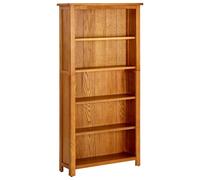 Bookcase 70x22x140cm Solid Oak Wood Natural Finish 5-Tier Shelf Open-Back
