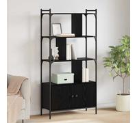 Bookcase 76.5x30x154.5cm Black Oak Engineered Wood 7-Compartment Shelf with Door