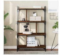 Bookcase 76x32x123cm Brown Oak Engineered Wood 4-Tier Metal Frame Shelf Storage