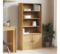 Bookcase 85x35x170 cm, Solid Pine Wood Honey Brown Shutter Door Metal Knobs