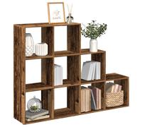 Bookcase 9-Cube 3-Tier Room Divider Shelves Engineered Old-Wood 137.5x29x103.5cm