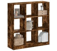 Bookcase 9-Shelf Engineered Wood Smoked Oak 102x32x108 cm Compact Storage Ideal
