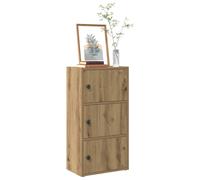 Bookcase Artisan Oak 40x24x77 cm Engineered Wood 3-Shelf Cabinet Slim Doors Unit