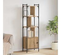 Bookcase Artisan oak 44.5x30x154.5cm Engineered wood 6 shelves 1 door black legs