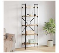 Bookcase Artisan oak 56x32x174cm Engineered wood 5 Shelves Slim Tall Metal Legs