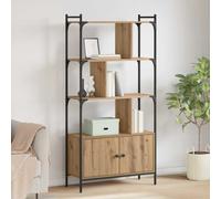 Bookcase Artisan Oak Engineered Wood 76.5x30x154.5cm 6 Shelves 1 Door BlackLegs