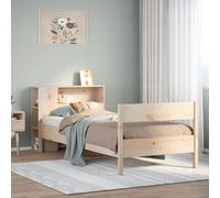 Bookcase Bed Brown Solid Pinewood 75x190cm Small Single Storage with Shelves