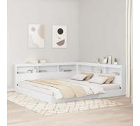 Bookcase Bed L-Shaped White Eng Wood Twin 217.5x117.5x76.5cm Storage Headboard.