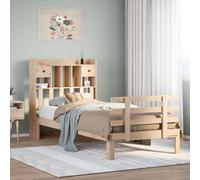 Bookcase Bed Small Single 75x190cm Natural Solid Pinewood With Storage 2 Drawers