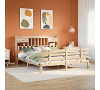 Bookcase Bed Solid Pine Natural 180x200cm SuperKing WithShelves and Drawers Bulk