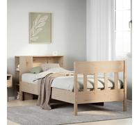 Bookcase Bed Solid Pine Natural Small Single 75x190cm Slatted Headboard Storage