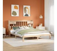 Bookcase Bed Solid Pine Wood Natural 180x200 cm Slatted Base Untreated 2 Drawers