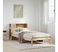Bookcase Bed Solid Pinewood Natural 75x190 cm Small Single With Shelves Storage