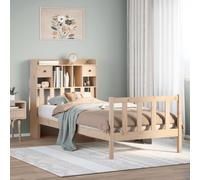Bookcase Bed Solid Pinewood Natural 90x200 cm Small Single Storage Headboard UK