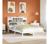 Bookcase Bed Solid Pinewood White 140x200 cm with Shelves & Drawers Untreated
