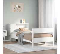 Bookcase Bed Solid Pinewood White 75 x 190 cm Small Single with Slatted Storage