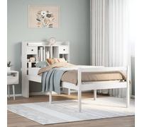 Bookcase Bed Solid Pinewood White Small Single 75x190 cm with Storage 2 Drawers