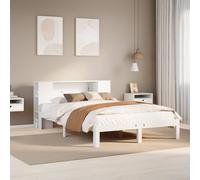 Bookcase Bed White Solid Pine 140x190cm Slatted Base Storage Headboard 120cmWIDE