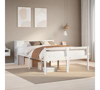 Bookcase Bed White Solid Pinewood 140x200 cm Storage Slatted Base Small Bedframe