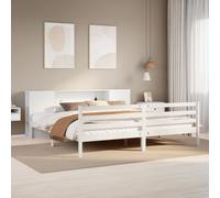Bookcase Bed White Solid Pinewood 180x200 cm Super King Storage Headboard Shelf