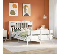 Bookcase Bed White Solid Pinewood Small Single 75x190cm with Storage & 2 Drawers