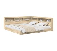 Bookcase Bed with Headboard with Storage Engineered wood Bedroom Bed vidaXL