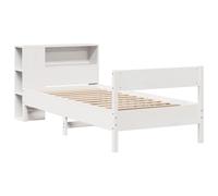 Bookcase Bed without Mattress Base White 100x200cm Solid Wood Pine vidaXL