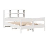 Bookcase Bed without Mattress Base White 120x200cm Solid Wood Pine vidaXL