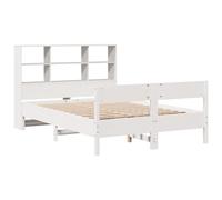Bookcase Bed without Mattress Base White 160x200cm Solid Wood Pine vidaXL